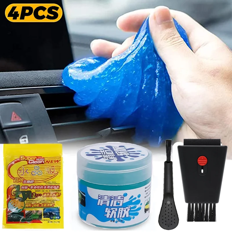 

4-1Pcs Universal Sticky Clean Slimy Gel for Home Office Laptop Keyboard Detail Dust Dirt Removal Soft Cleaning Gel with Brush