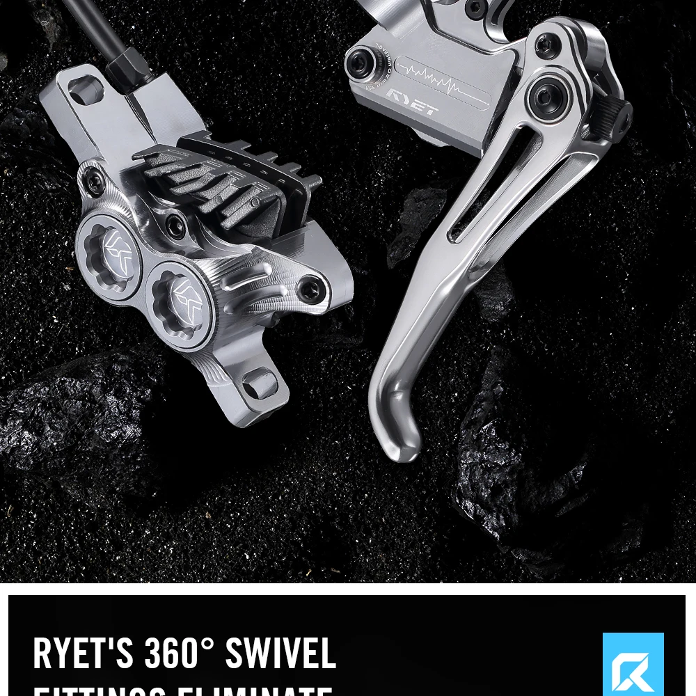 RYET M4 Hydraulische Bremse 4-Kolben-Bremssattel Mountainbike-Bremssatz für MTB XC/Trail/Enduro/DH mit 200-180mm Rotoren & Mineralöl – Detail 11