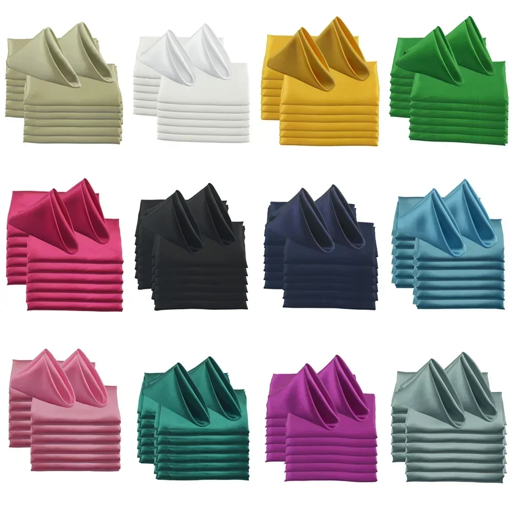 50pc Square 30x30cm Satin Elegant Satin Napkins Perfect for Wedding Graduation & Dinner Parties Restaurant Coffee/Cake Tea Towel