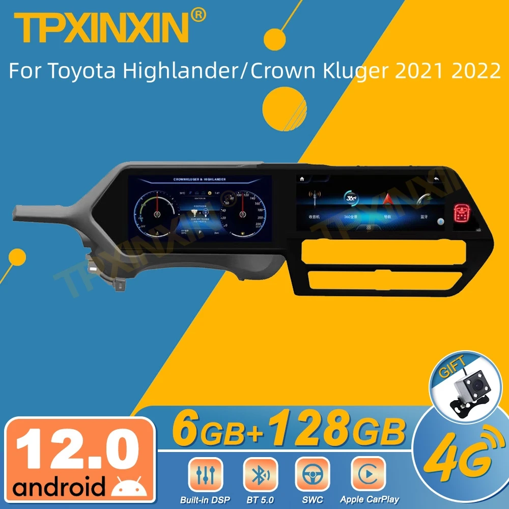 For Toyota Highlander/Crown Kluger 2021 2022 Android Car Radio 2Din Stereo Receiver Autoradio Multimedia Player GPS Navi Head