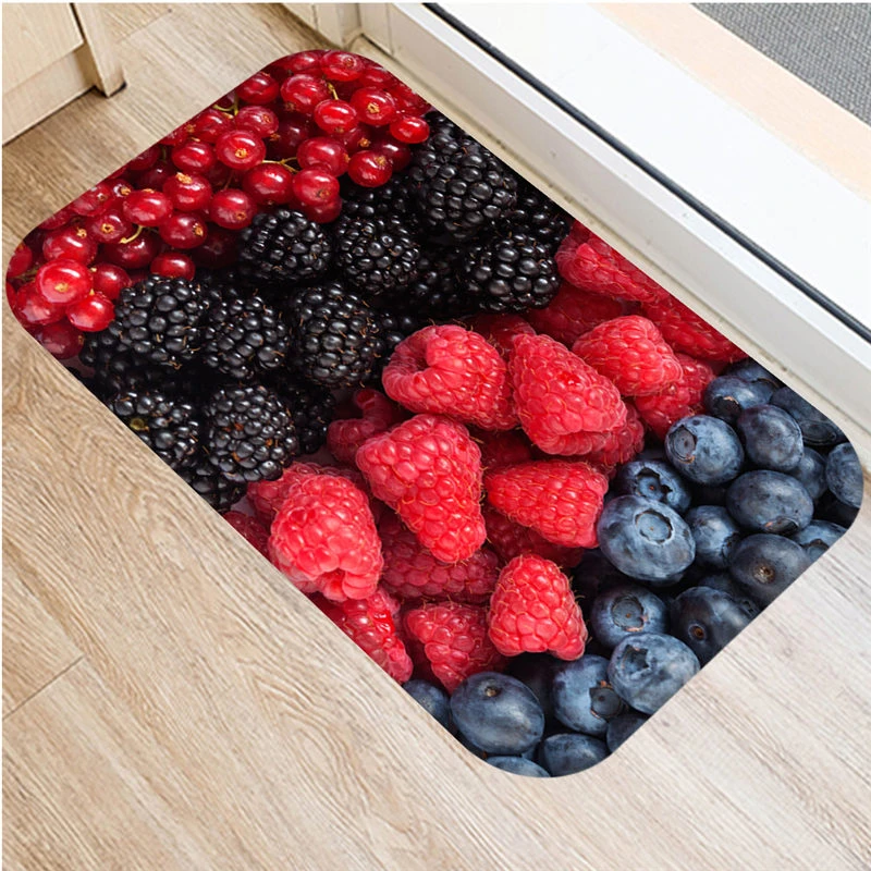 40 * 60cm Fruit Strawberry Print Pattern Non slip Suede Carpet Doormat Home Kitchen Bathroom Floor Decoration  