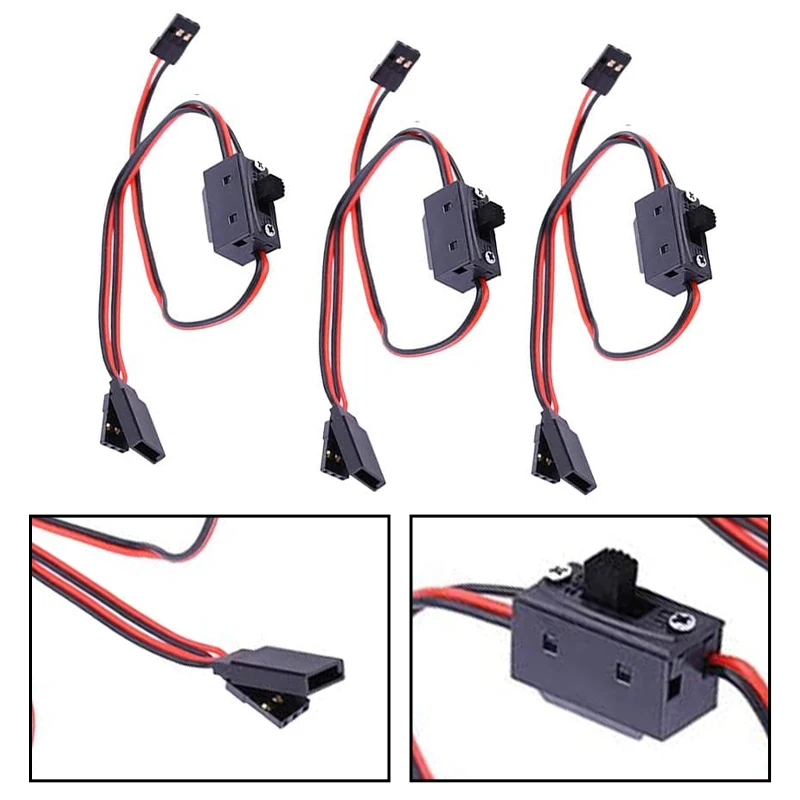 3PCS RC 3 Way Power Switch ON OFF Charging Switch With For Jr For Futaba Connectors 22AWG 30cm Cable For RC Cars Trucks