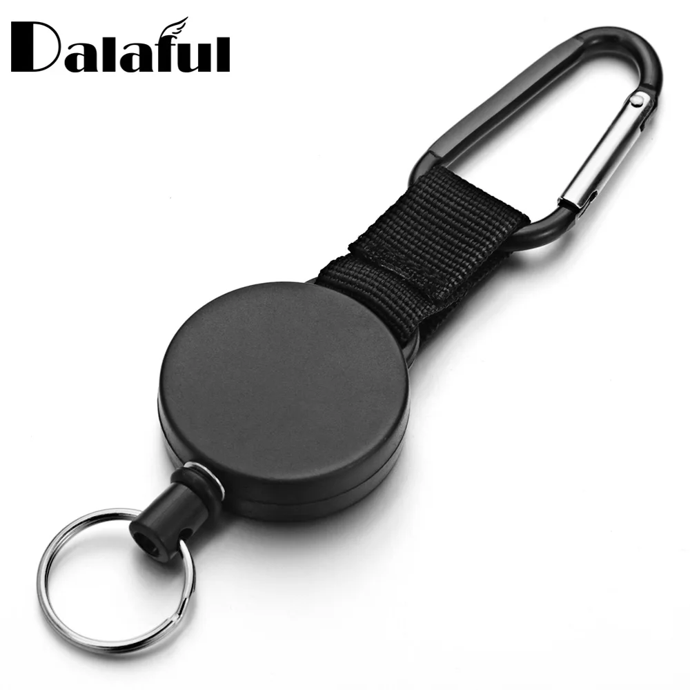 Outdoor Stainless Steel Rope Keychain Climbing Buckle Telescopic Anti-theft Wire Retractable Tactical Key Ring Camping Tool K438