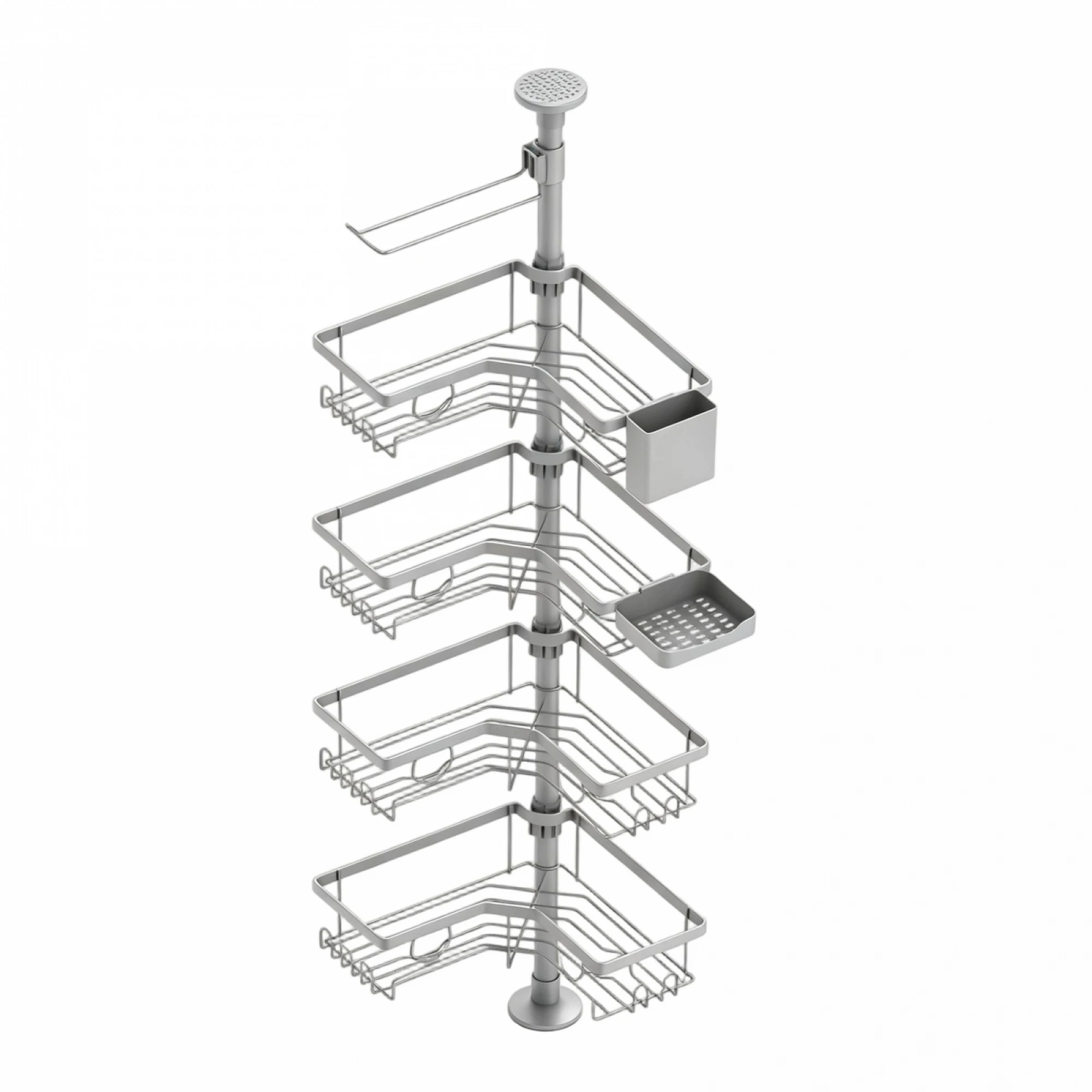 Tension Pole Corner Shower Caddy Adjustable 4-Tier Corner Shower Organizer