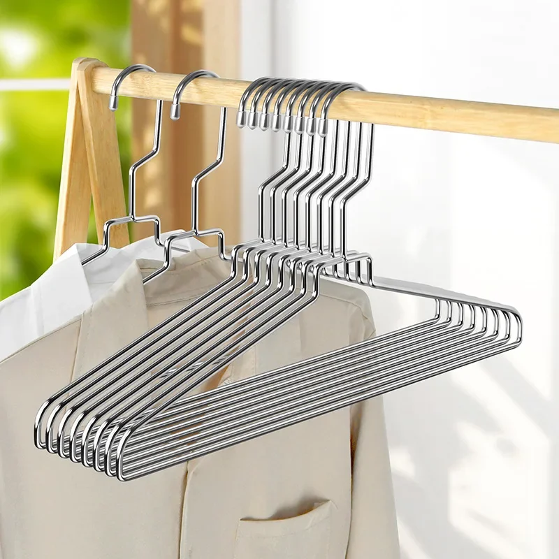 10pcs/set Stainless Steel Golden Hanger Clip Model Clothes Hanger Drying Socks Artifact Socks Rack Household Hanger