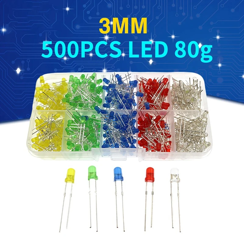 500Pcs 3MM Volume Led 5 Colors Individual Box Diyot Led Kit