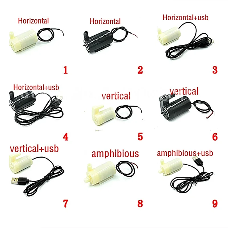 Horizontal vertical silent submersible pump mini micro water pump DC3V 5V computer water cooling USB drive or charger