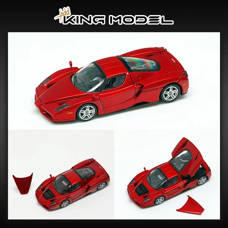 PreSale King 1:64 Enzo Metallic Red Openable Hood Diecast Diorama Car Model Toy