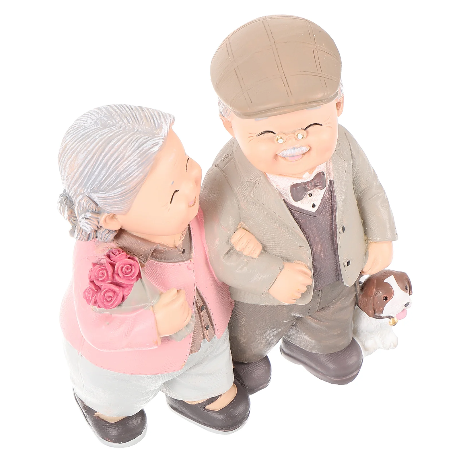 Old Man Granny Ornaments Figurine Mannequin Valentines Day Gift for Grandparents Married Couple Love Lasts Elder