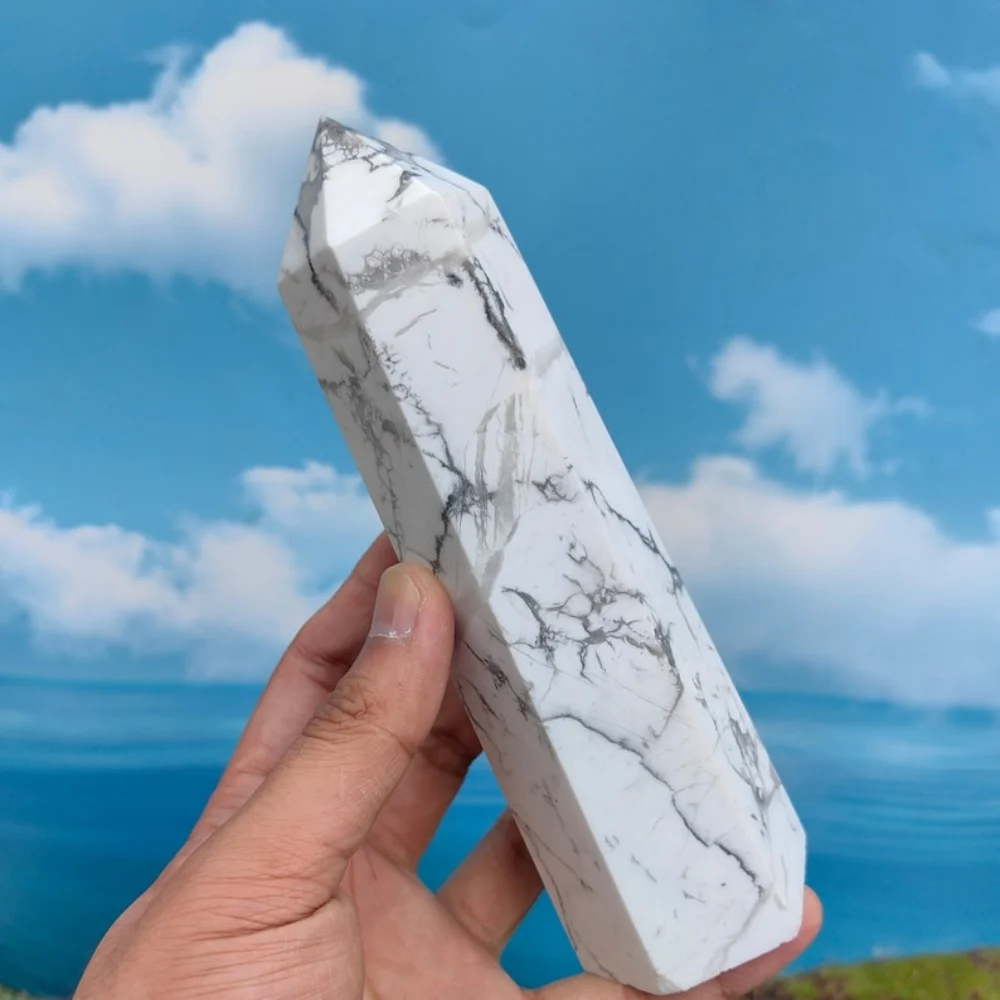1pc Natural White Turquoise Tower Point Wand Obelisk Crystal Tower Crystal Energy Reiki Healing Mineral Sample Festival Gift