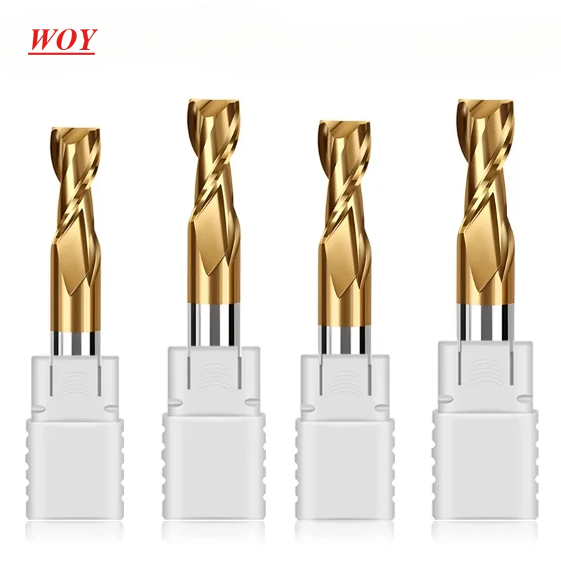 

WOY High Speed Steel 2-Flutes Titanium Flat Endmills CNC Machining Tools Superhard Straight Shank White Steel Milling Cutter