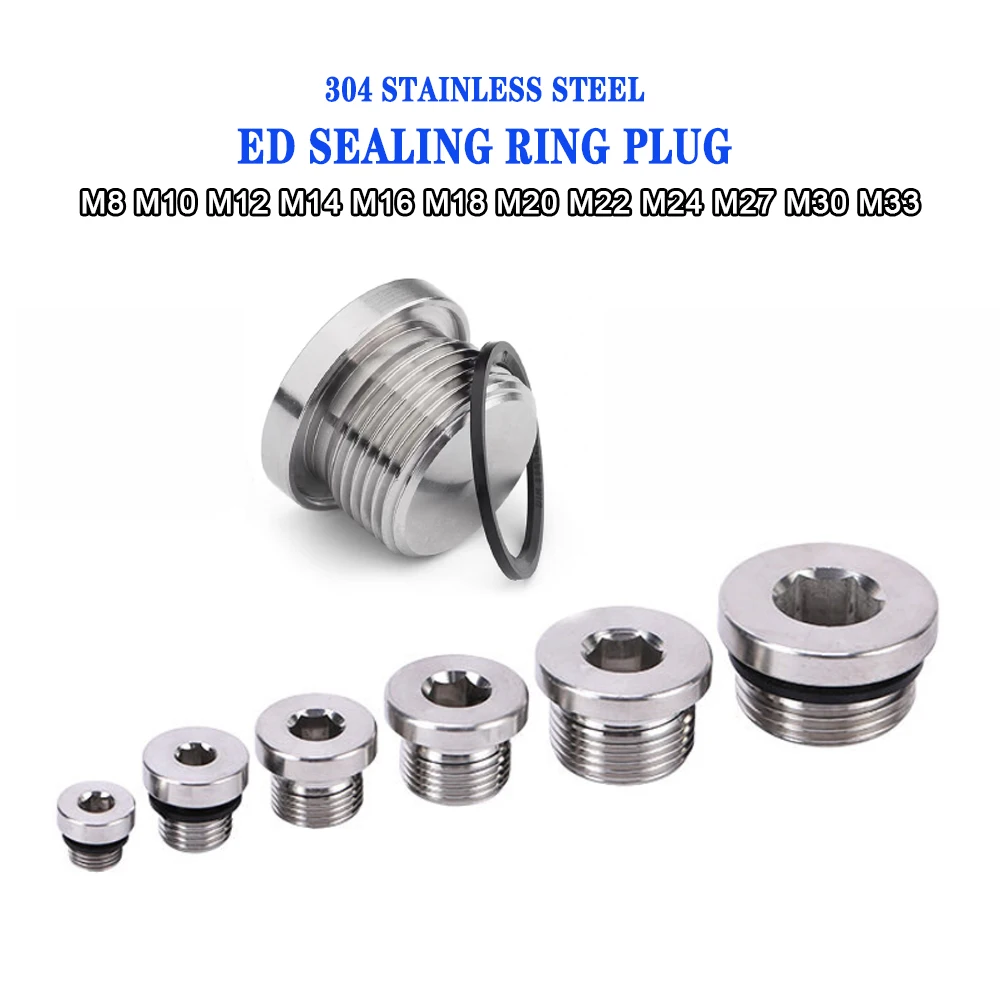 1PCS M8-M33 Hexagon Bolts Oil Pressure Plug Screws Hydraulic Fasteners Inner Six Angle Carbon Steel Blind Flange Sealing Up
