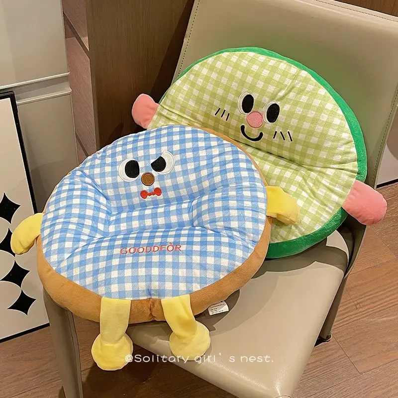 Cute Cushion Grid Korea Student Dormitory Classroom Butt Cushions Thickened Office Chair Car Home Winter Warm Cushions Pillows