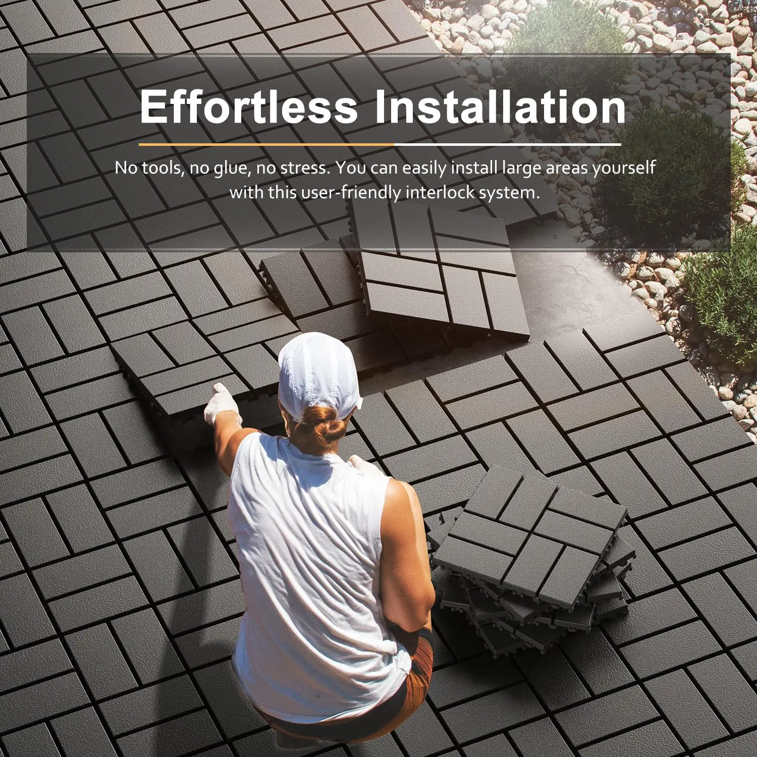 Interlocking Deck Tiles, Patio Deck Tiles, 44 Pack Deck Tiles Interlocking Outdoor All Weather, 12
