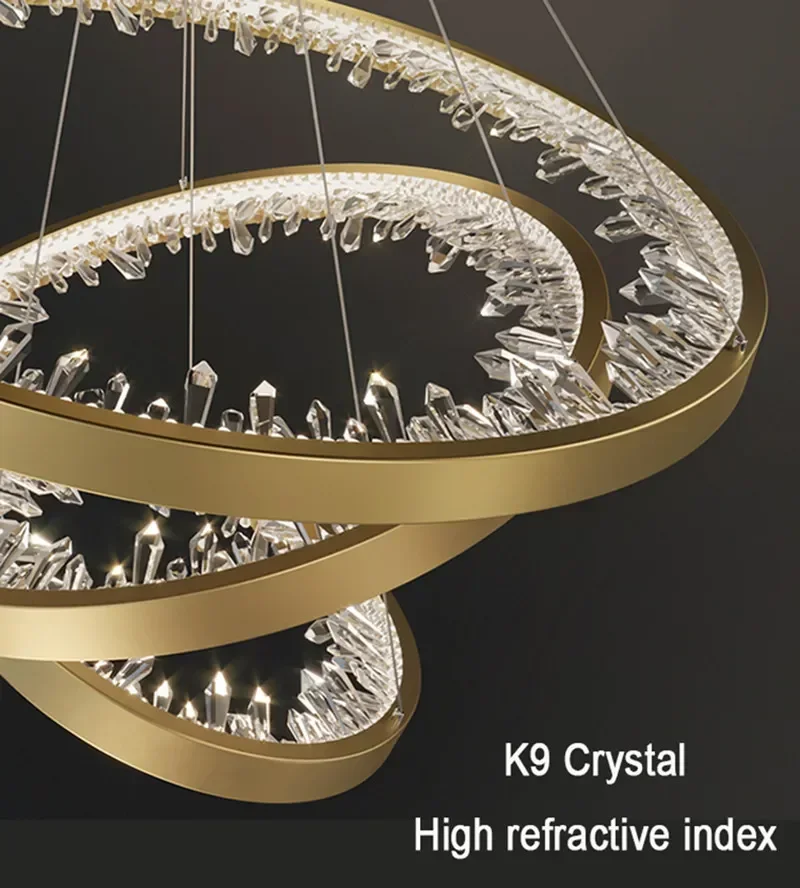 Modern Led Ceiling Chandelier For Living Room Crystal Hanging Lamp Luxury Home Decor Indoor Lighting Circle Rings Bedroom Lustre