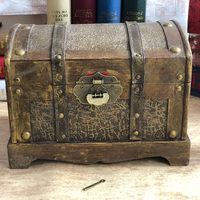 Antique Vintage Wooden Treasure Chest Decorative Wood Jewelry Storage Box With Lock For Pirate Keepsake Retro Treasure Boxes New
