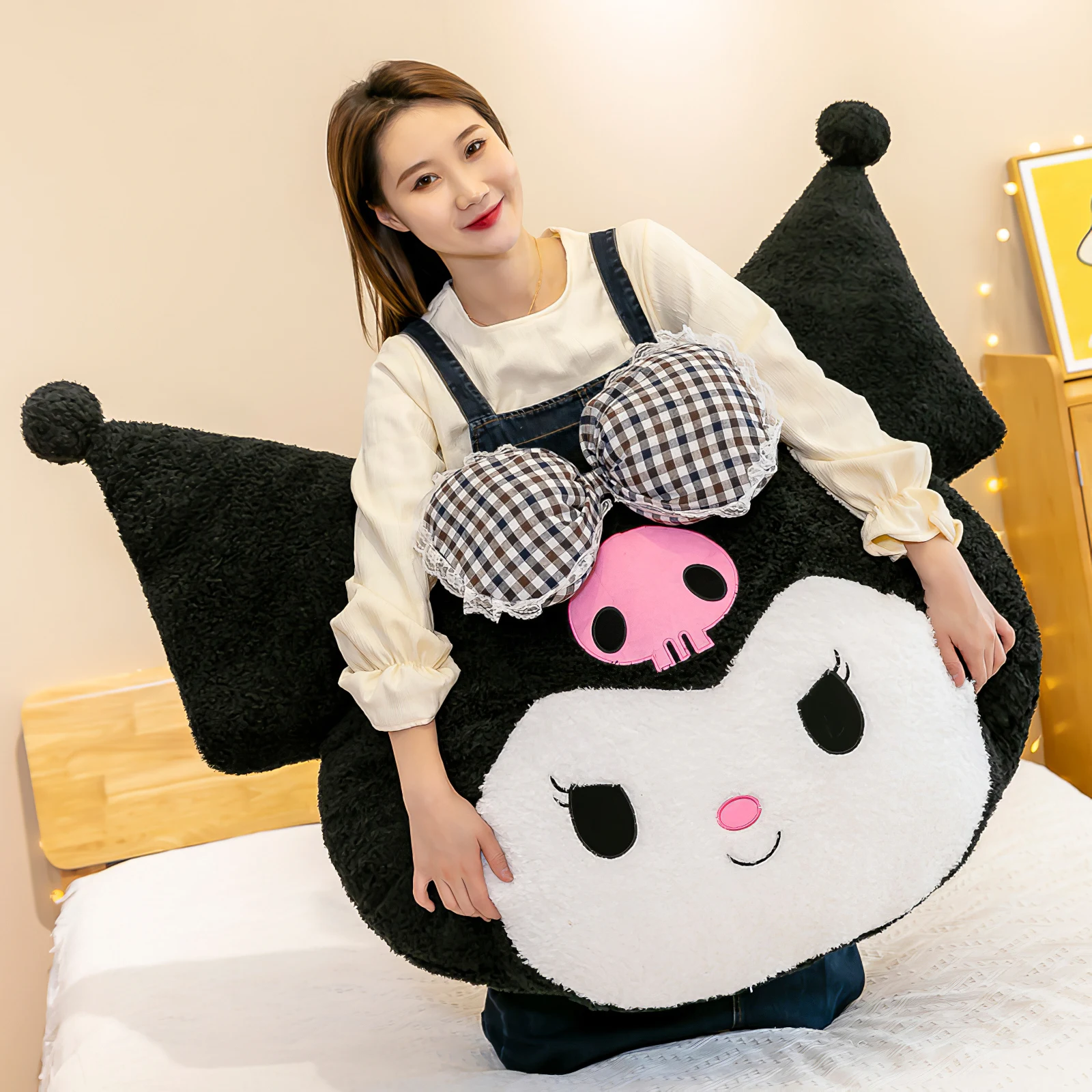 

80cm Cartoon Sanrio Kuromi Melody Plush Bed Cushion Cute Big Size Plushies Soft Stuffed Doll Toy Sofa Decor Pillow Birthday Gift