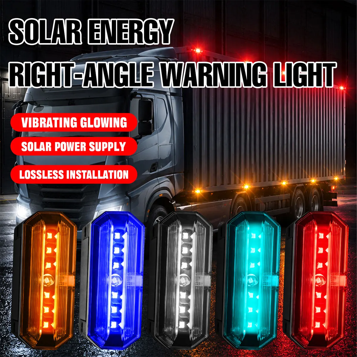 

2pcs LED Solar Strobe Light High Bright Right-Angle Warning Light for Motorcycle Car Truck Anti-collision Flashing Safety Lights