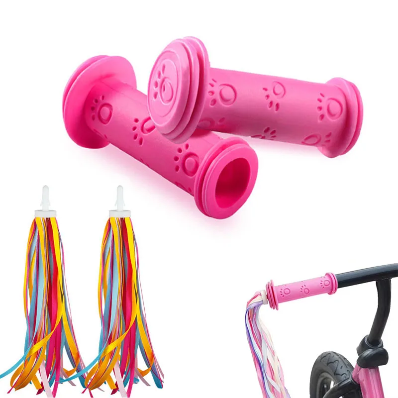AliExpress NONE 1 Pair Rubber Bike Bicycle Handlebar Grips Anti-slip Kids Girls Boys Scooter Handlebar Colorful Streamers Decoration Ribbon