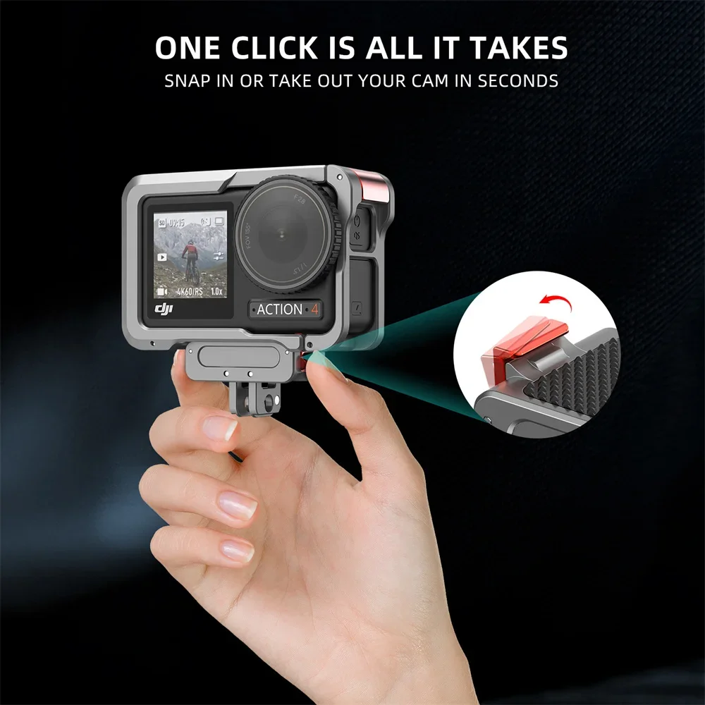 クイックリリースアルミニウムカメラマウント,ネジ付き三脚スタンド,dji osmo action 4/3, 4 "に適しています