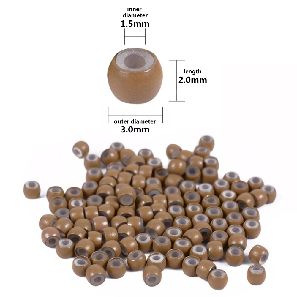 200/500Pcs 3mm Silicone Nano Rings Copper Rings with Silicone Lined Hair Beads Hair Rings Hair Extension Tools image 2