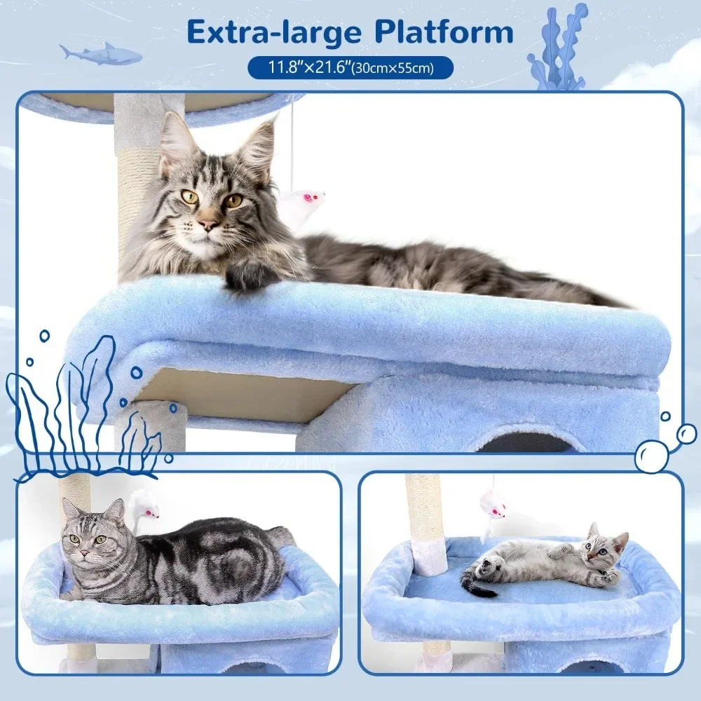 Sapin à chat bleu océan S72 rapDuty pour grands chats, robuste, mate coon, 72 pouces, 20 artériel +