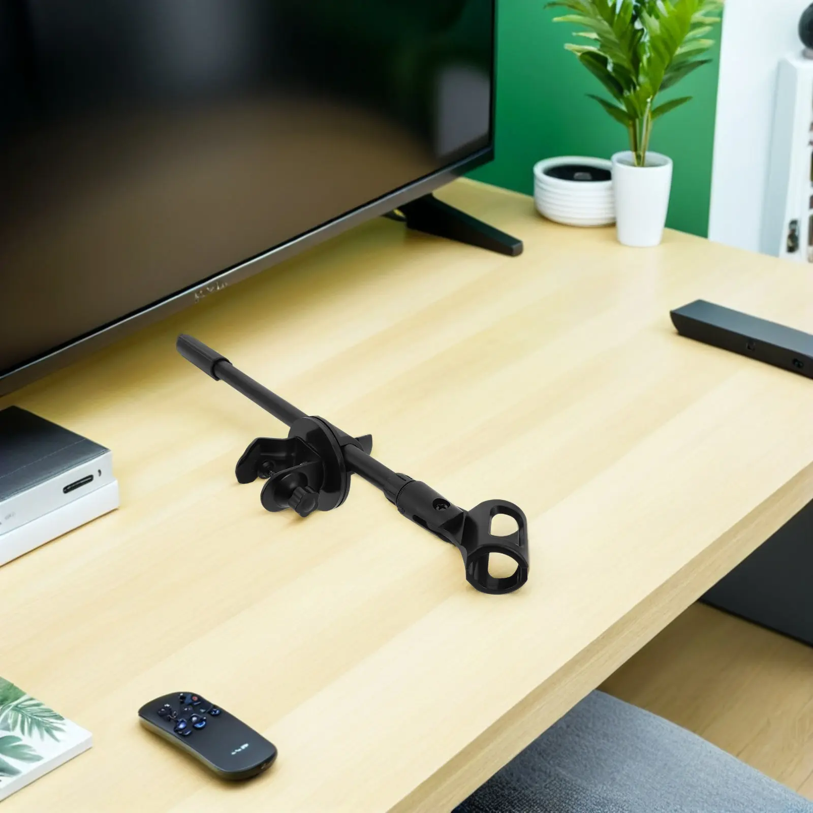 

Microphone Stand Crossbar Clamp Mount Adjustable Horizontal Arm Connector Clip Adapter Studio Podcasting Wired Wireless Handheld