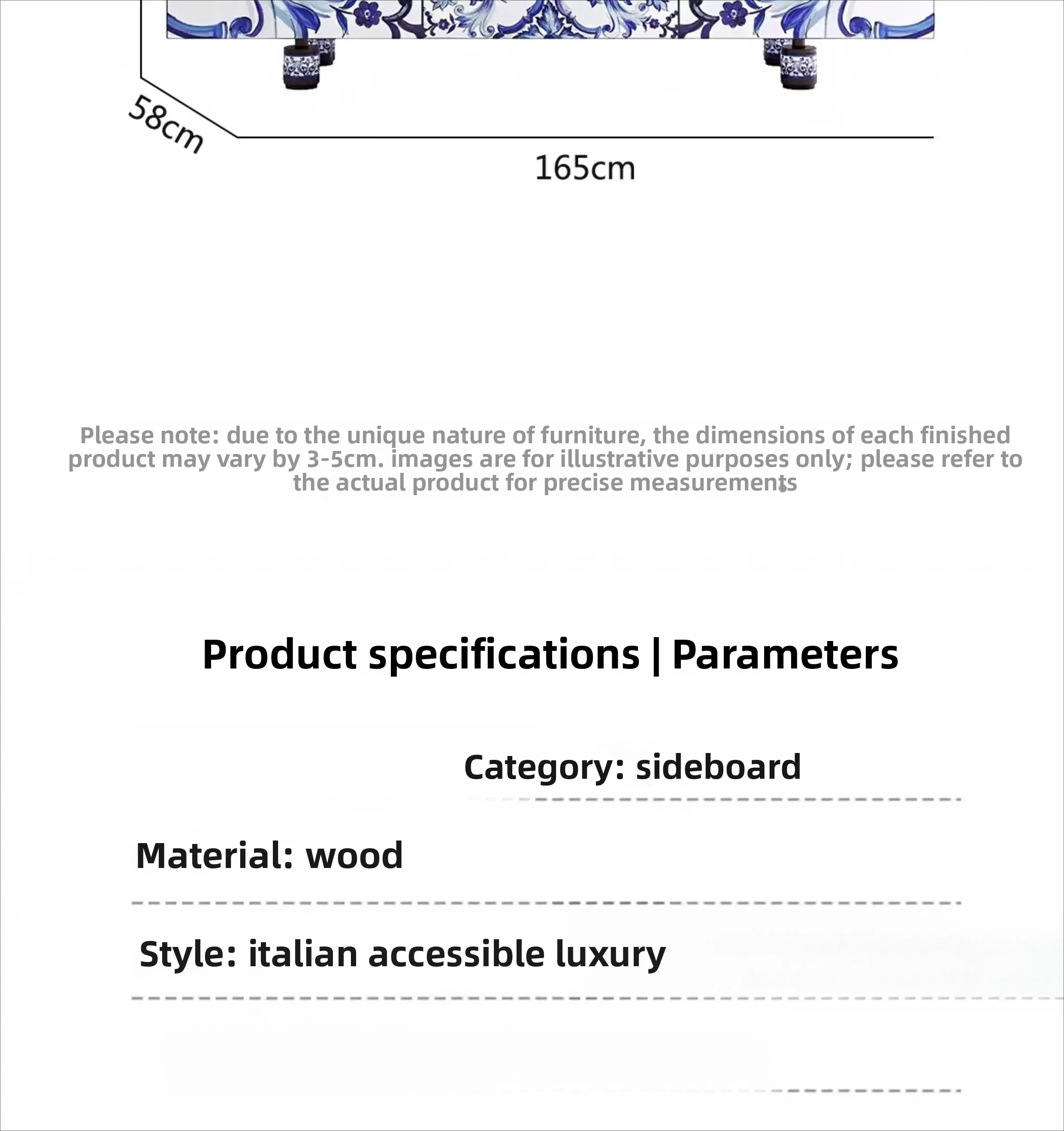 خزانة جانبية لتناول الطعام مصنوعة من الخزف الصلب باللونين الأزرق والأبيض الفاخر وخزانة تخزين فاخرة للفيلا الفنية وخزانة جانبية إبداعية #6