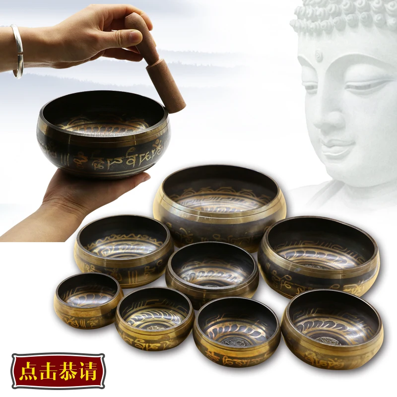 Wholesale Buddhist articles # Practice of Tantric ritual Tibetan Nepal Buddhism sutra sound bowl brass alms bowl-