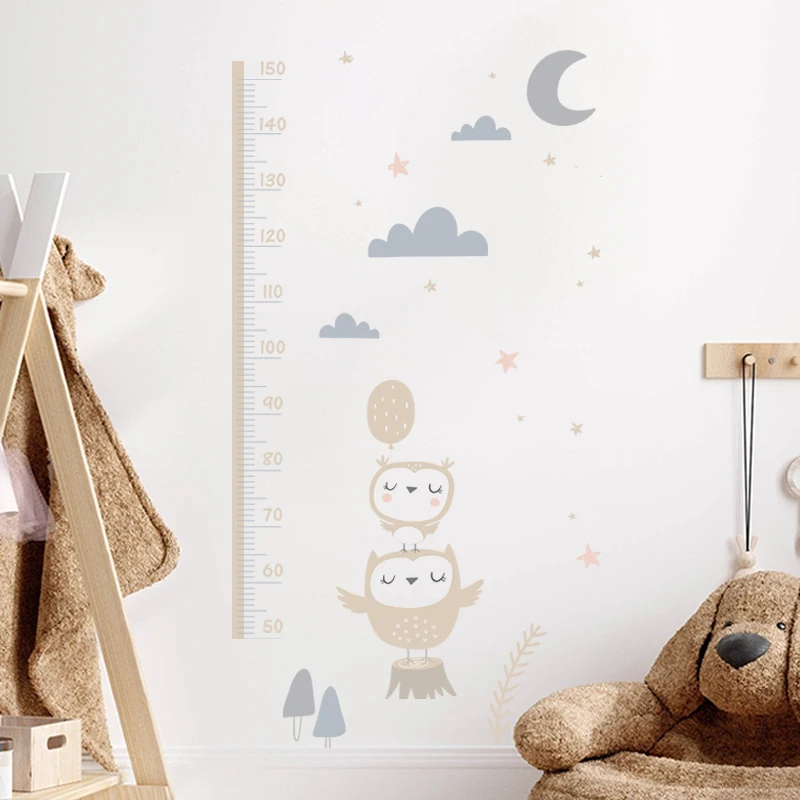 Cartoon Baby Height Measurement Lion Animals Wall Sticker Stars Vinyl Children Nursery Art Decals for Kids Room Home Decoration