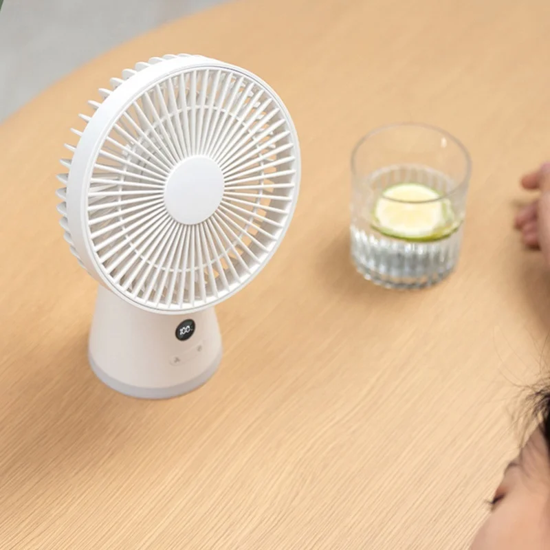

Portable Desktop Fan 5 Speed Settings Quiet USB Rechargeable Table Fan Power Display And Night Light for Office Home Bedroom