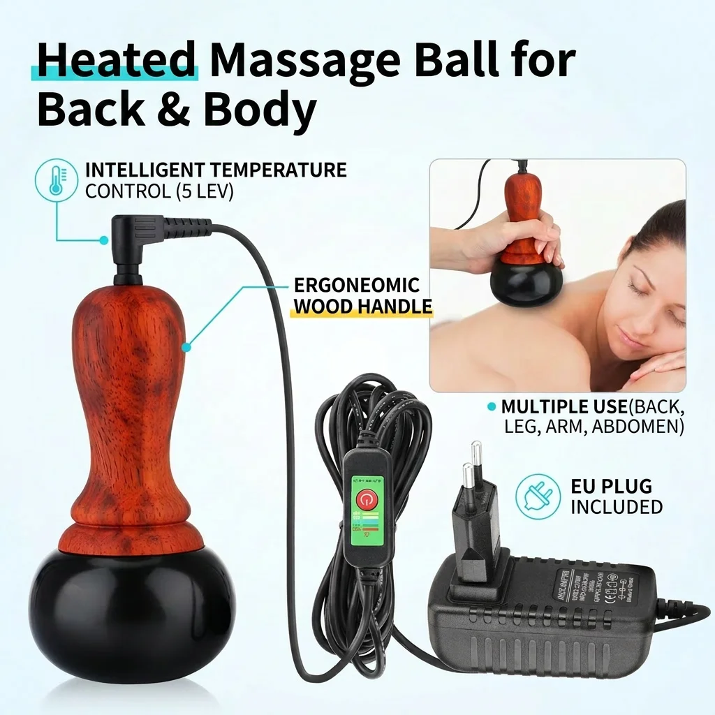 Electric Hot Stone Massager with 5 Heat Levels, Handheld War