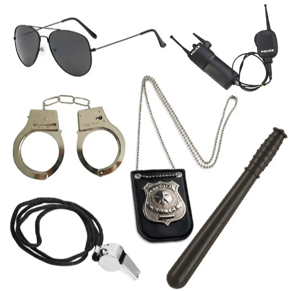 Role Playing Secret Agent Clothing Dress Up SECURITY Baseball Cap Black Sunglasses Working Certificate Earplug Set