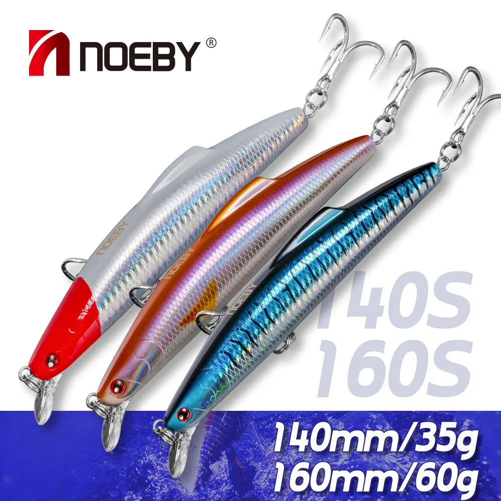 

Noeby Sinking Minnow Fishing Lure 14cm 35g 16cm 60g Trolling Sinking Wobblers Artificial Hard Bait for Tuna Sea Fishing Tackle