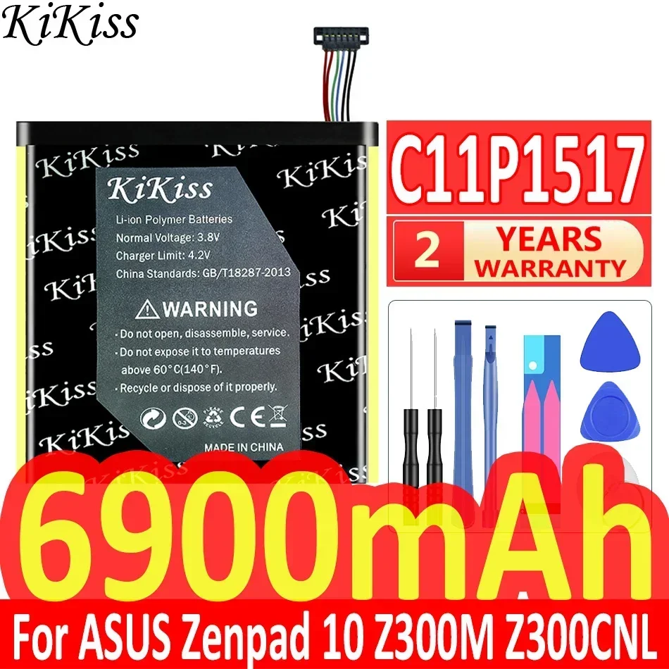 KiKiss High Capacity 6900mAh C11P1517 Battery for ASUS ZENPAD 10 Z300M Z300CNL 6B P00C Tablet PC Batteria