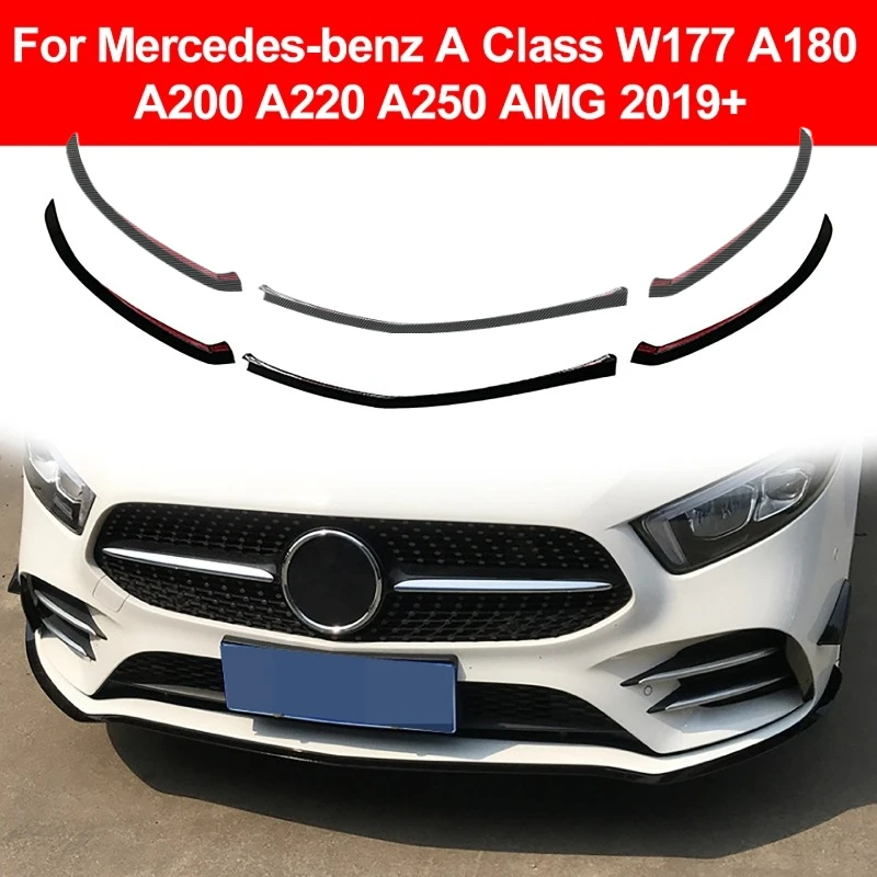 

3 шт./компл., передний нижний бампер, разделитель губ, накладка Canard для Mercedes-Benz A Class W177 A180 A200 A220 A250 AMG 2019+