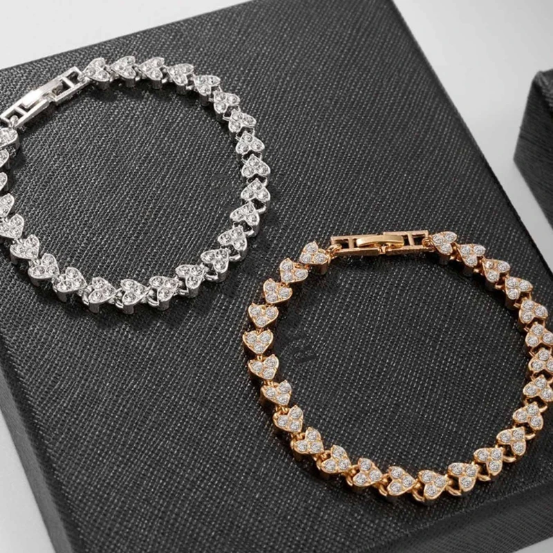 سوار بسيط على شكل قلب للنساء، سوار سلسلة هيب هوب عصري بأربعة ألوان، إكسسوار عصري مناسب للارتداء اليومي