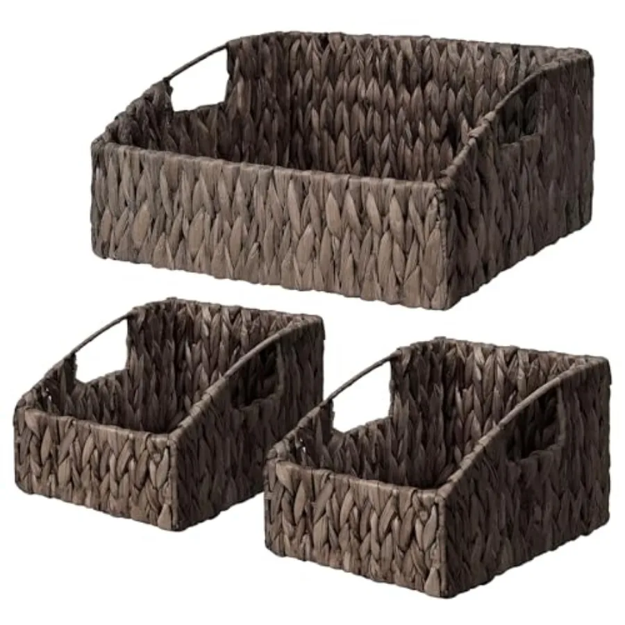 

Плетеные корзины из натурального икота и ротанга с ручками для хранения, контейнеры для спальни и гостиной