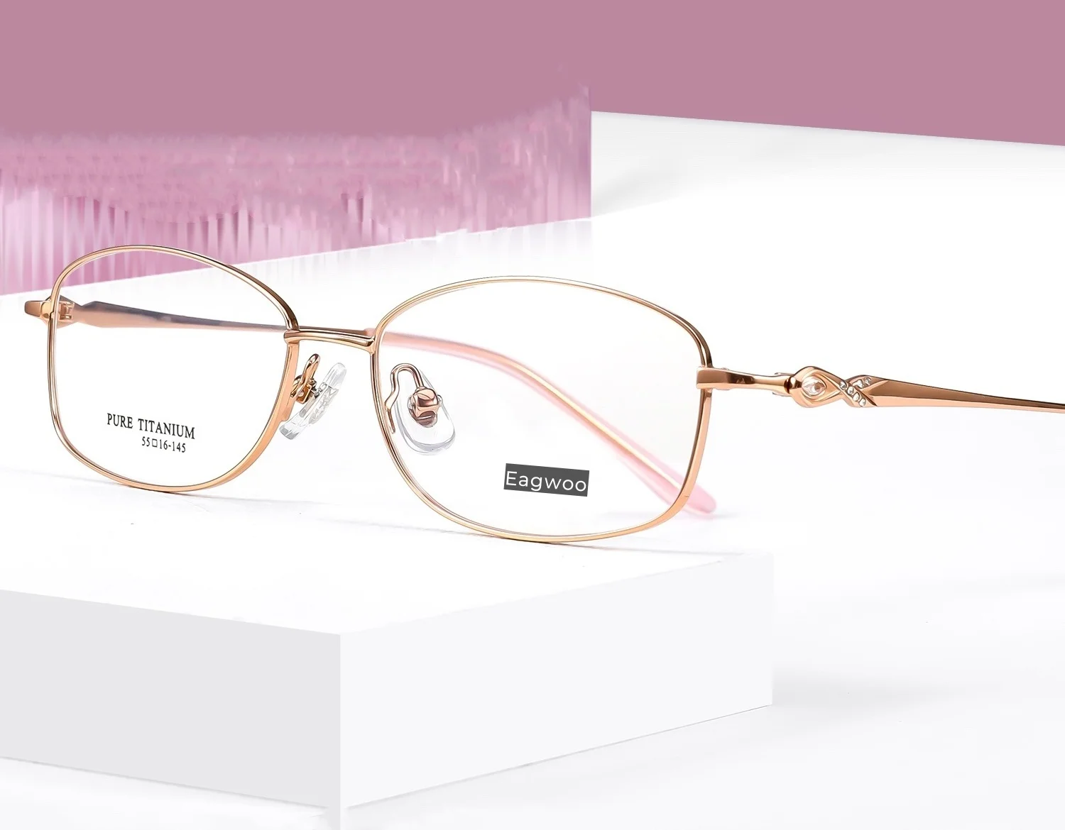 Reine Titan Brille Frauen Brille entworfen Vollrand runde rote Brille ovale Brille elegante Brille breites Gesicht – Detail 1