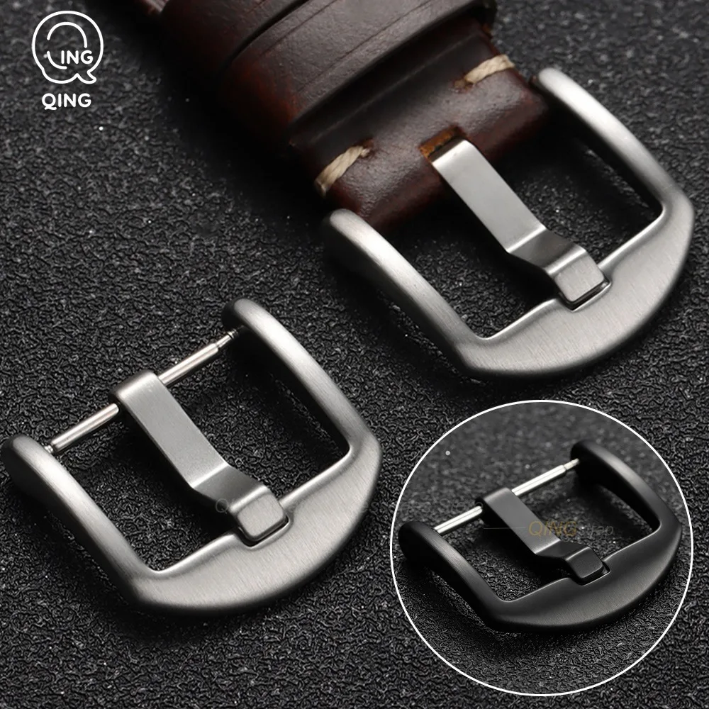 16/18/20/22/24mm Silver Black Stainless Steel Matte Watch Buckle Accessory Metal Clasp for Leather Rubber Watchband Repair Tools