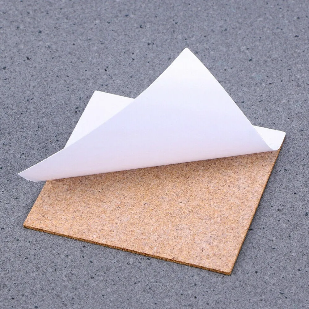 10pcs Square Natural Cork Coasters 100cm Self-adhesive DIY Mat Non-slip High Temperature Resistant For Office School Home Bar
