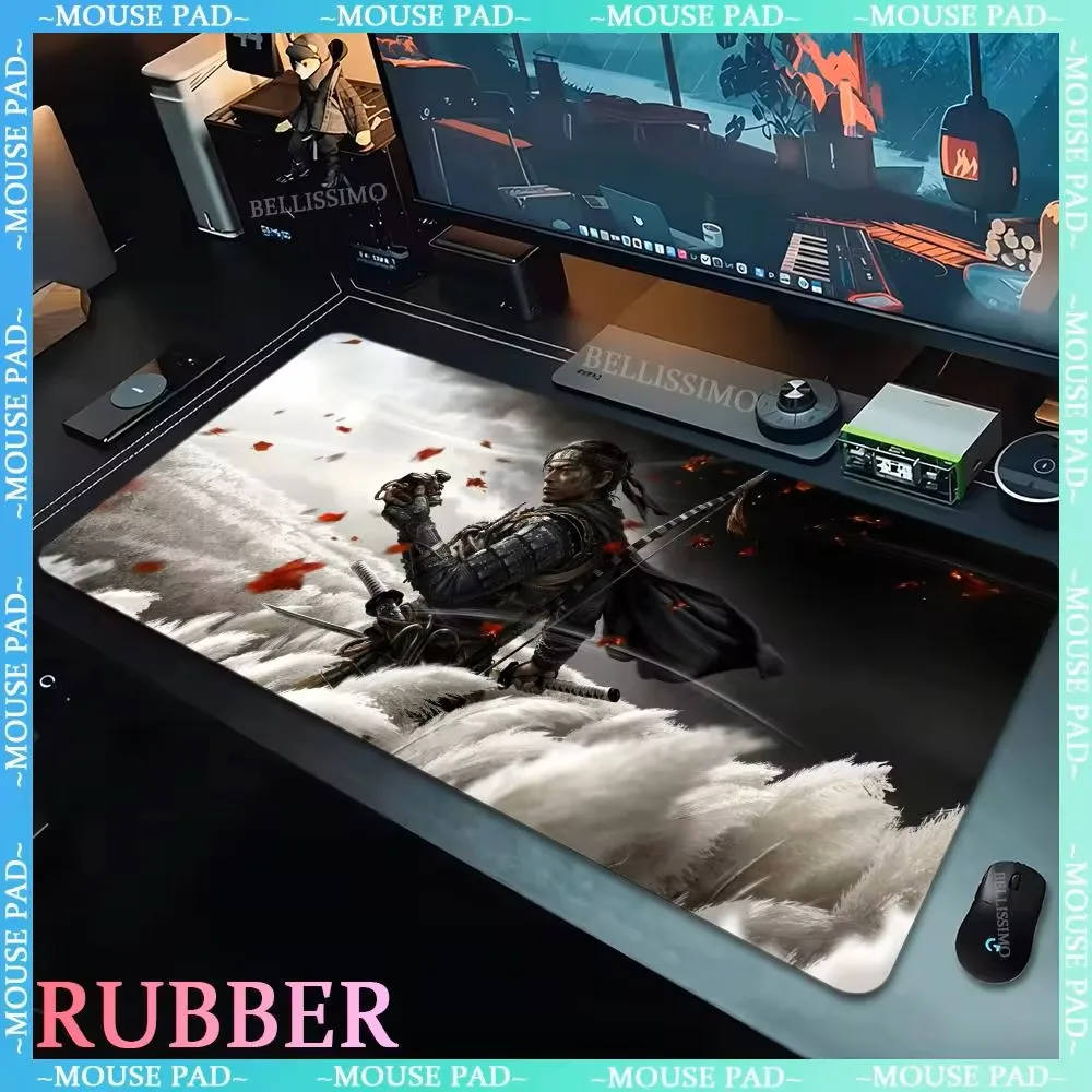 Computer G-Ghost of Tsushima anime oversized mouse pads non-slip pad game lock edge keyboard pad game player desk mat office pad