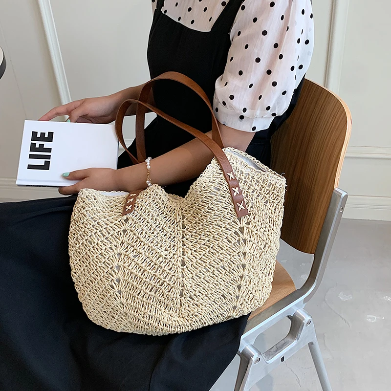 

Women's Hand-woven Shoulder Handbag Bohemian Summer High Capacity Straw Beach Totes Lady Travel Brand Weaving Shopping Bags