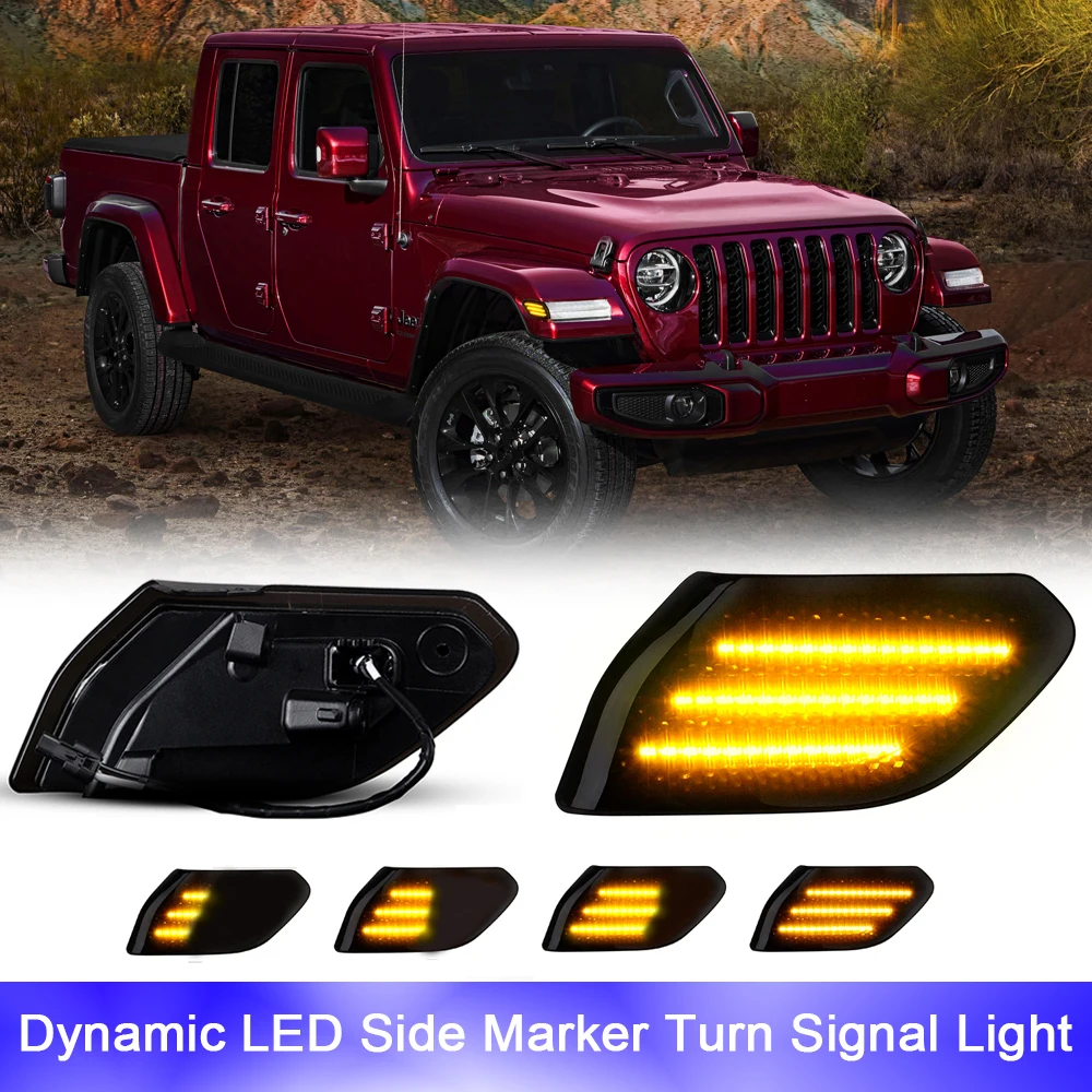 

For Jeep Wrangler 2018-2021 Gladiator 2020-2021 Front Bumper LED Light Side Marker Turn Signal Indicator Repeat Blinker