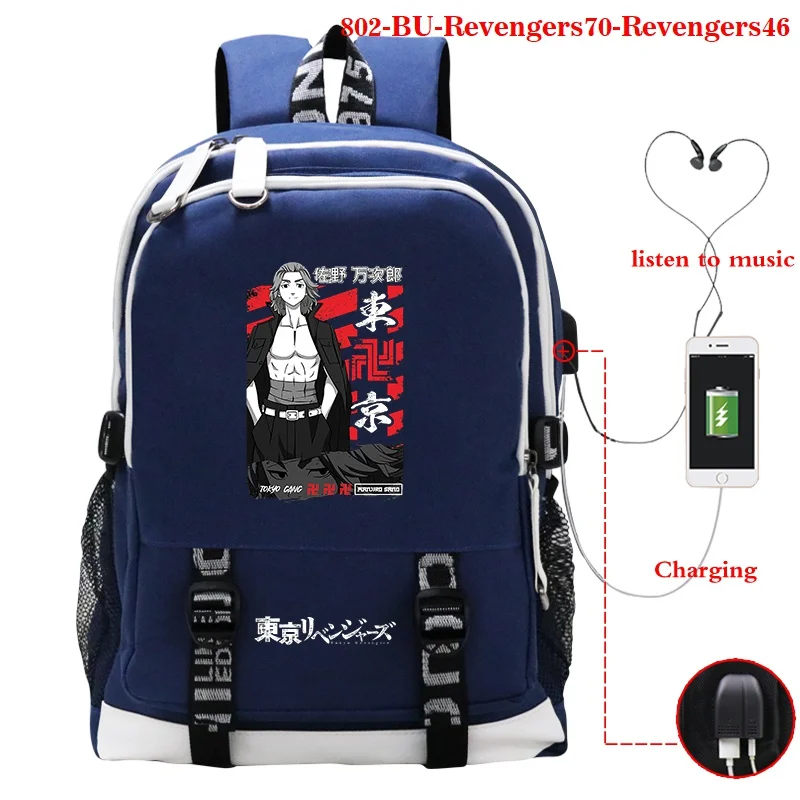 New Tokyo Revengers Multifunction Backpack Men Women Daily Casual Backpack Laptop Backpack Students  Backpack School Bag