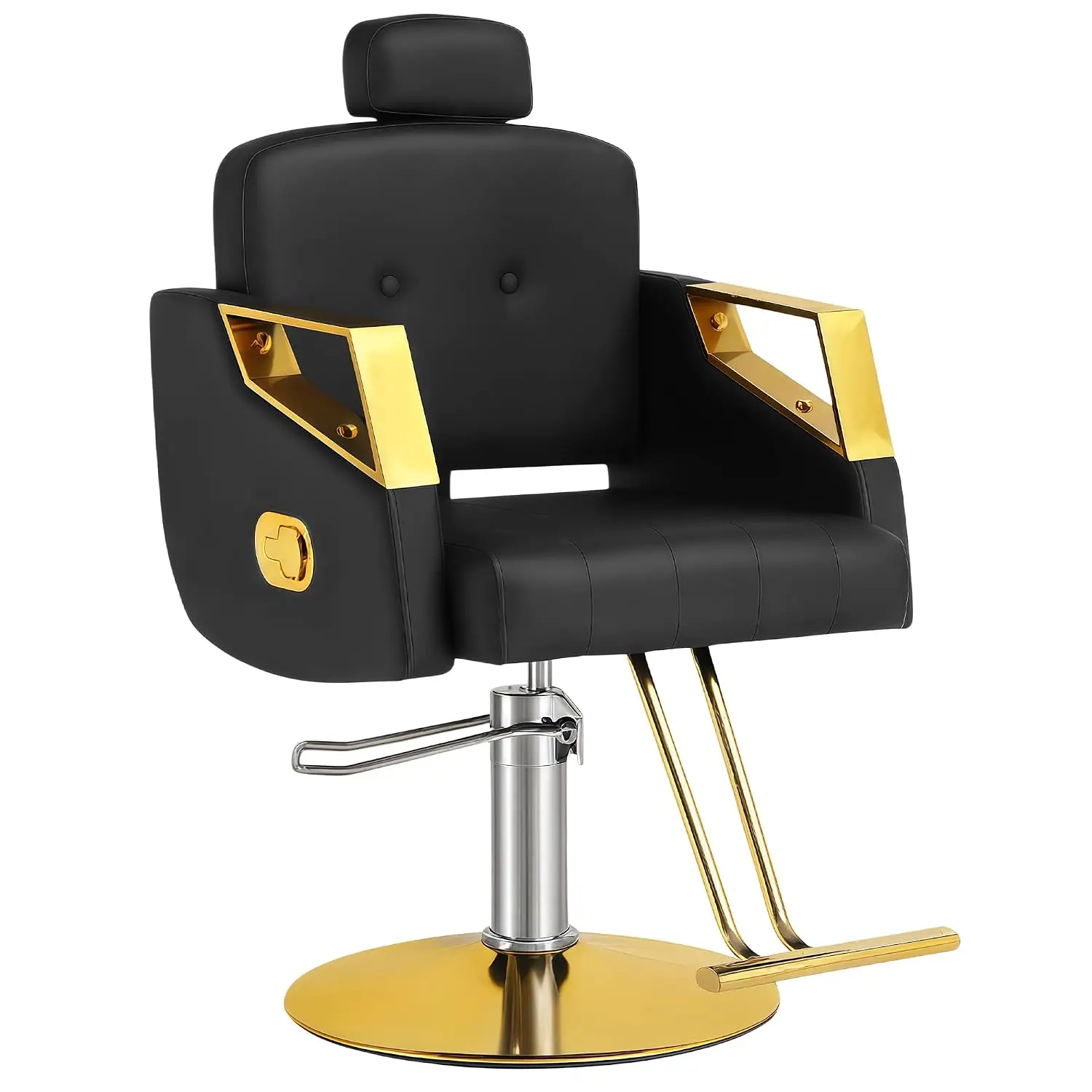 Hydraulic Salon Chair Reclining Footrest, 360° Swivel, 6.5'' Height, 135° Recline, Waterproof Leather, Salon Home, Customized