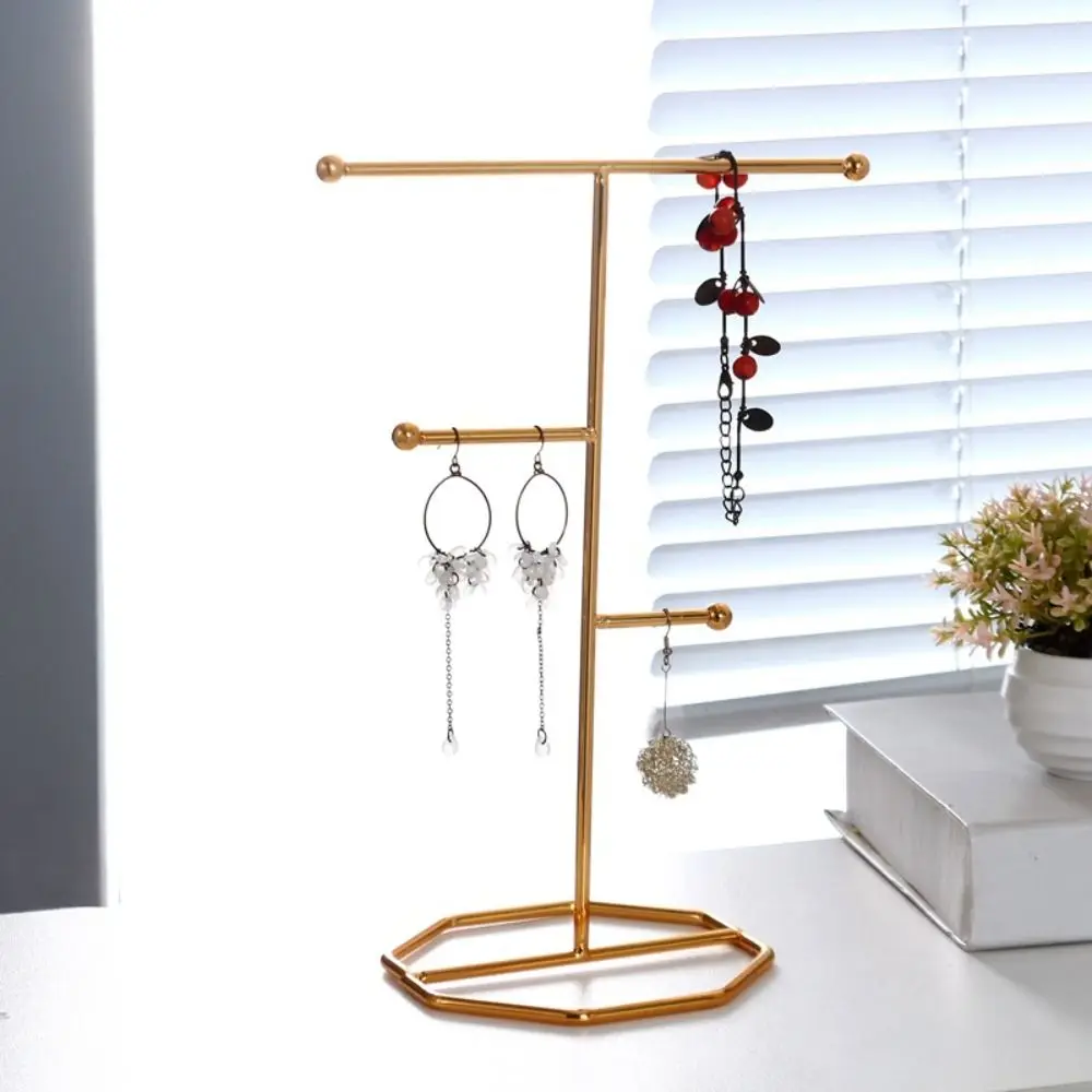 Trendy Fashion Accessories Jewelry Display Stand Alloy T-Shape Earring Storage Rack Earring Holder Women