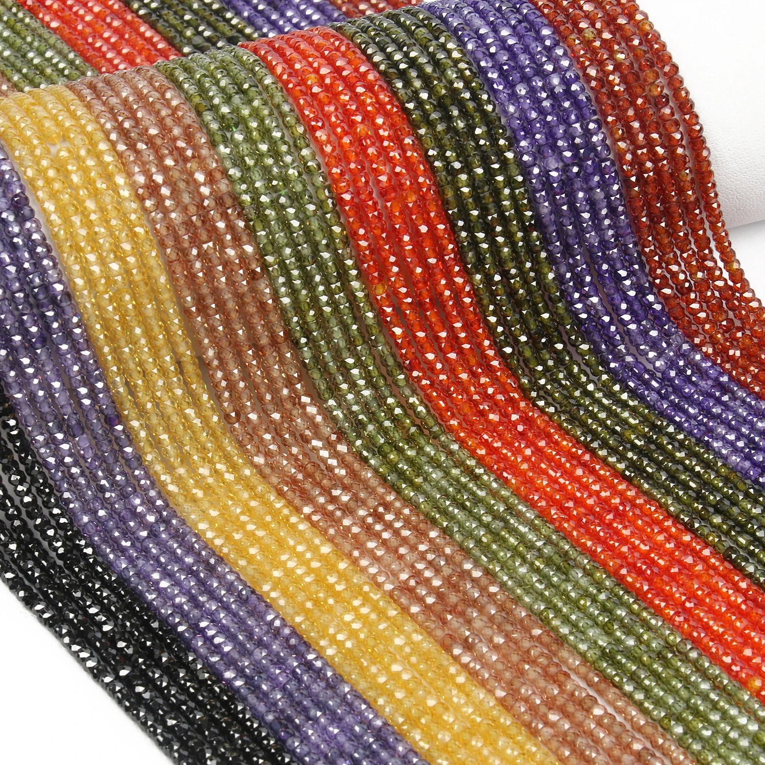 3*2mm facettierte Zirkonia Strass mehrfarbigen Zirkon Rondelle Spacer lose Perlen für Schmuck herstellung DIY Armband Halskette