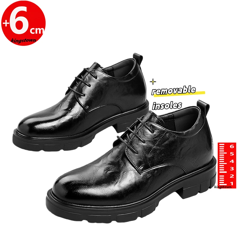 

Men Oxford Elevator Booster Height Increase Insoles 6CM Business Shoes Plus Size 37-44