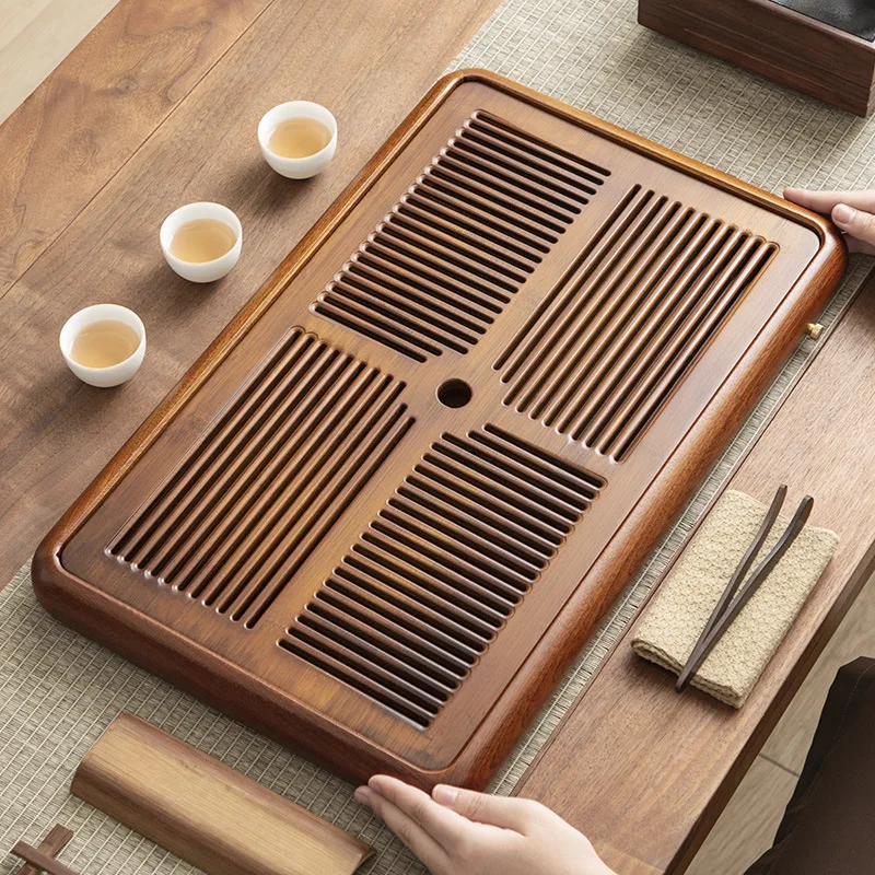 

Simple Solid Wood Tea Tray with Drainage Rosewood Water-Reservoir Tea Stand Wooden Tea Tray Home Gift